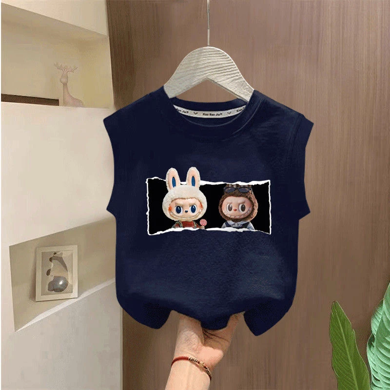 夏季儿童宝宝夏季新款纯棉洋气背心T恤童装百搭卡通拉布布上衣潮t