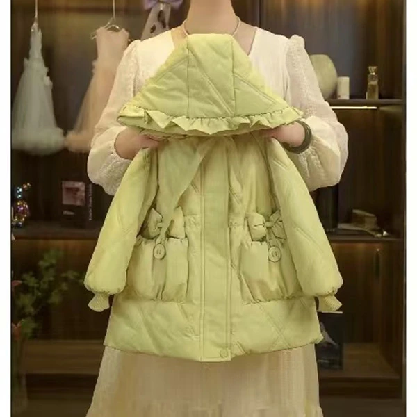 女童棉衣2025新款洋气加绒加厚整张棉中长款收腰外套