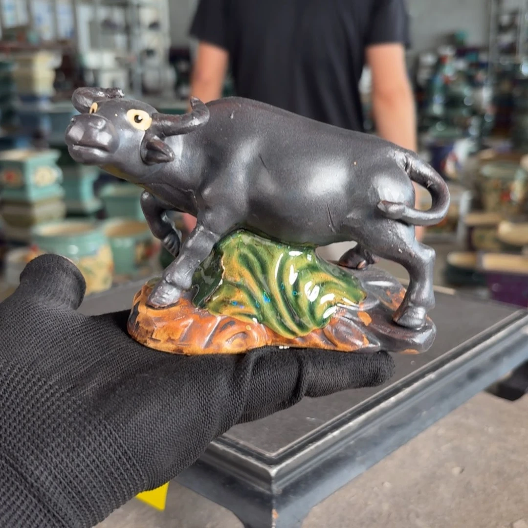 。一风堂石湾花盆 拼接痕迹