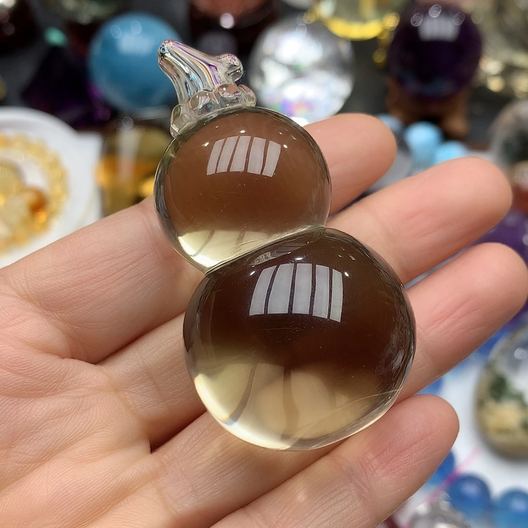 水晶珠宝半成品未镶嵌蓝针水晶葫芦摆件