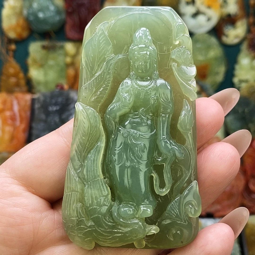 蛇纹石玉未镶嵌颈饰玉凤观音