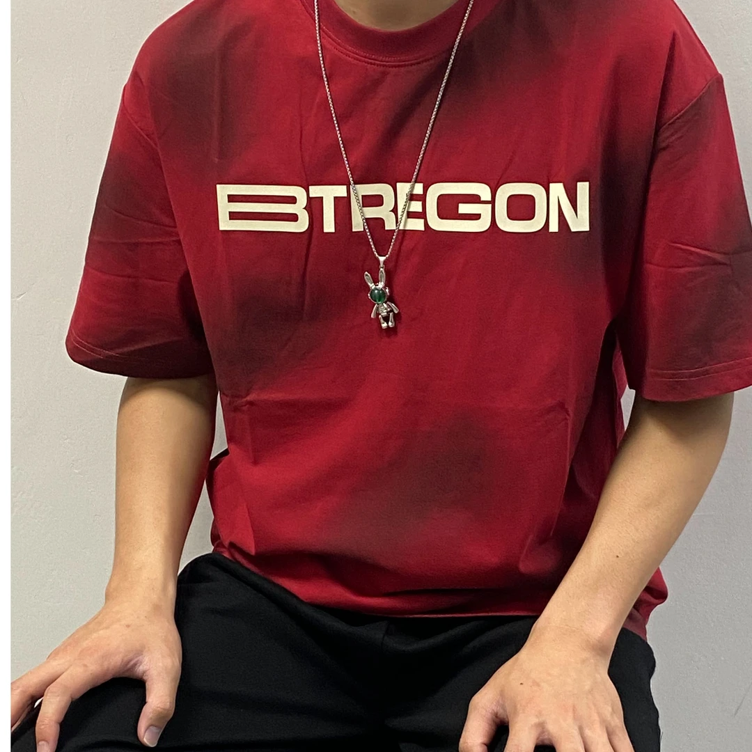 夏季港风新品潮男扎染渐变五分袖情侣宽松字母印花短袖T恤t恤男