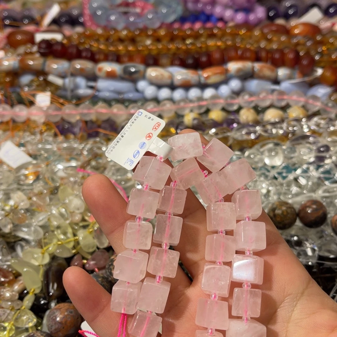 银S925镶嵌珠宝半成品紫晶粉水晶方糖