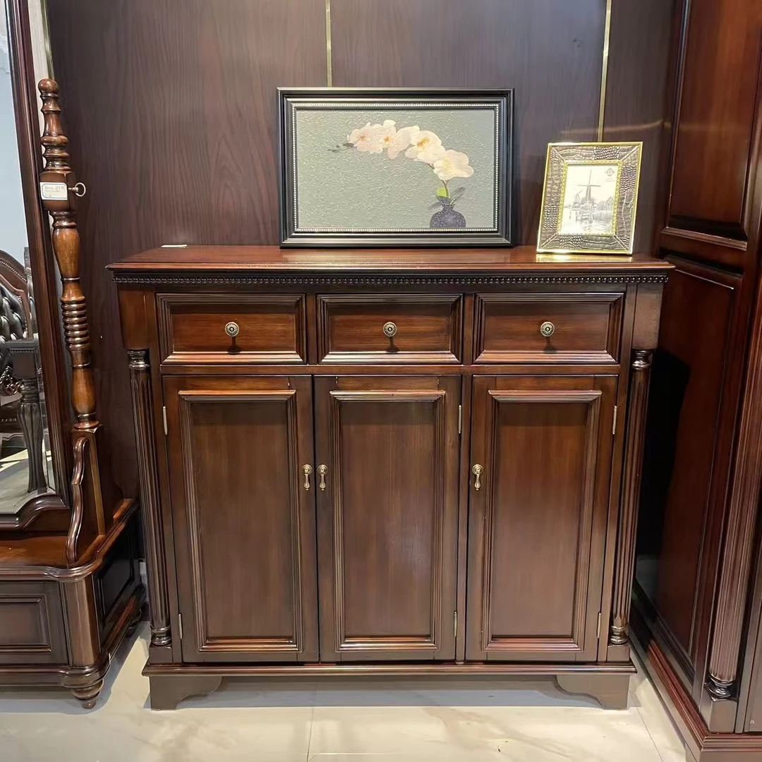 109 美式实木三门鞋柜【1.2米】1200*400*1100