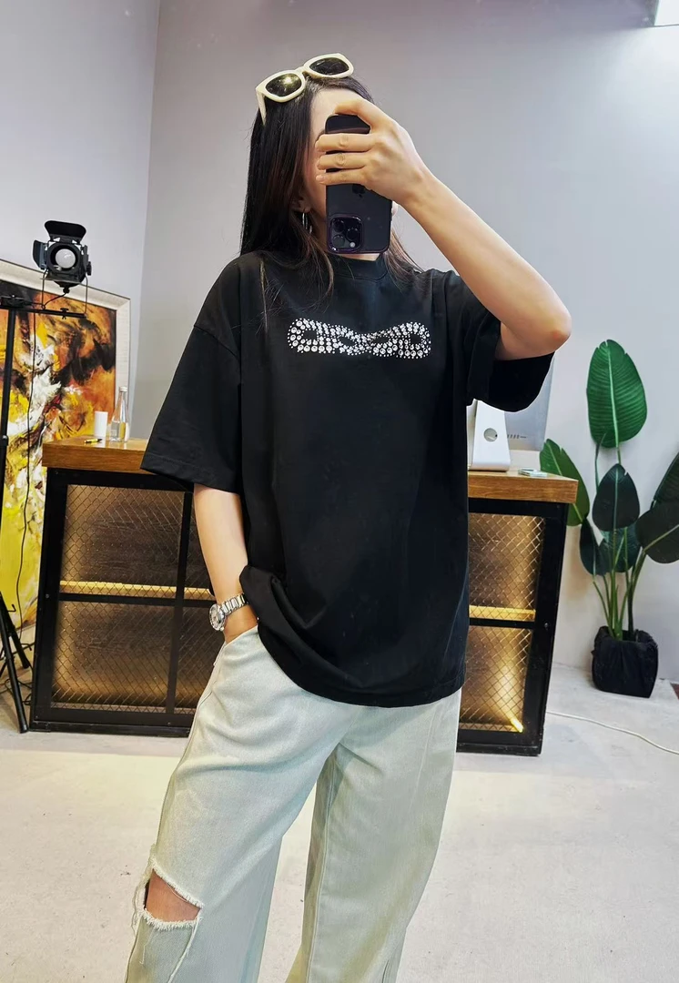 SOOXQEEG【贴片铆钉短袖】 小领口时尚百搭同款潮流印花55005