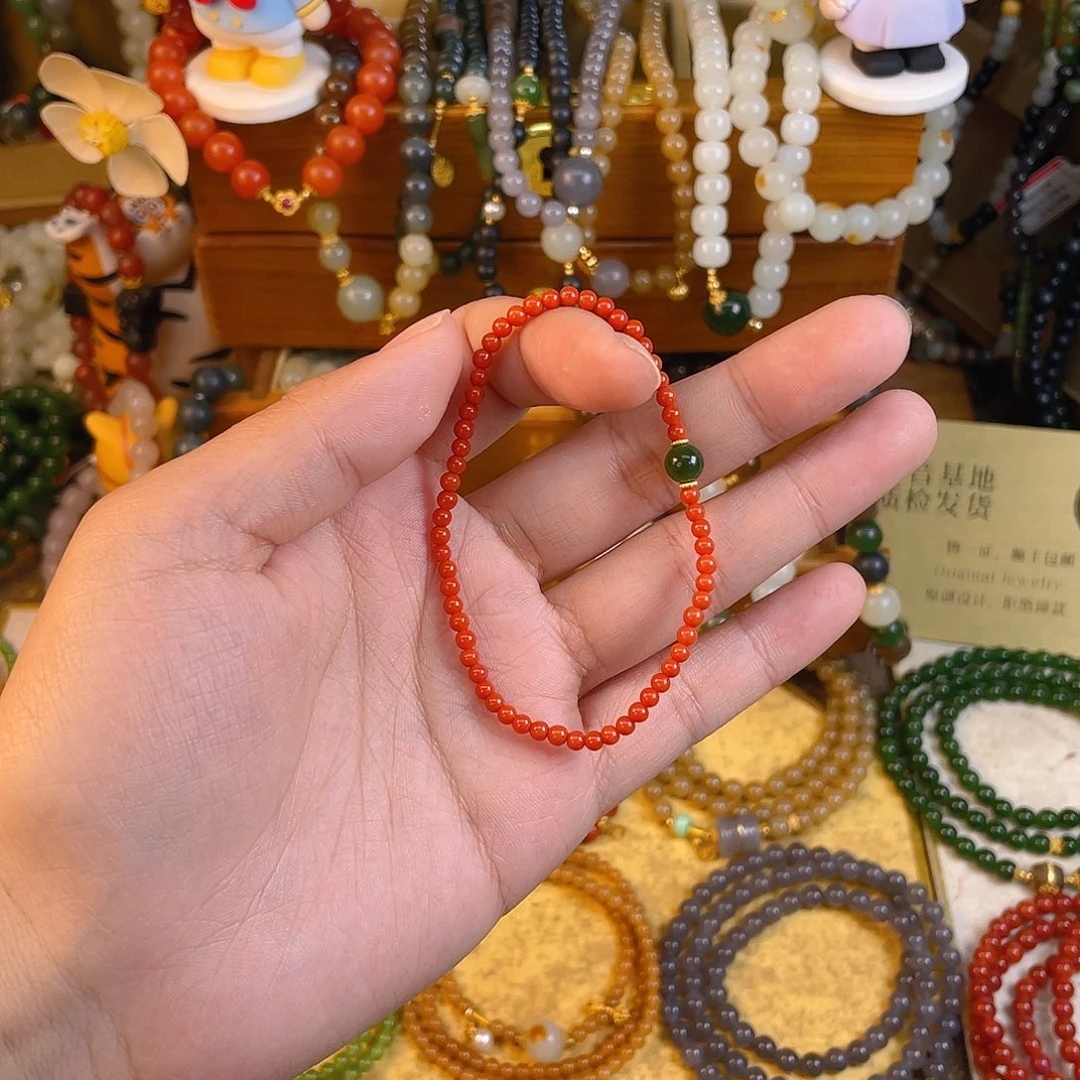 南红玛瑙单圈手串未镶嵌