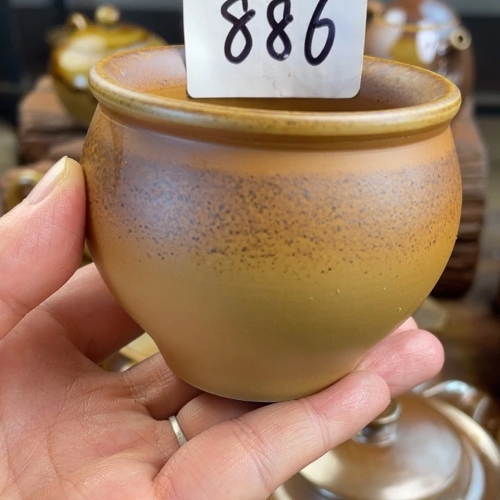 壶踏**痕建水紫陶白泥柴烧杯