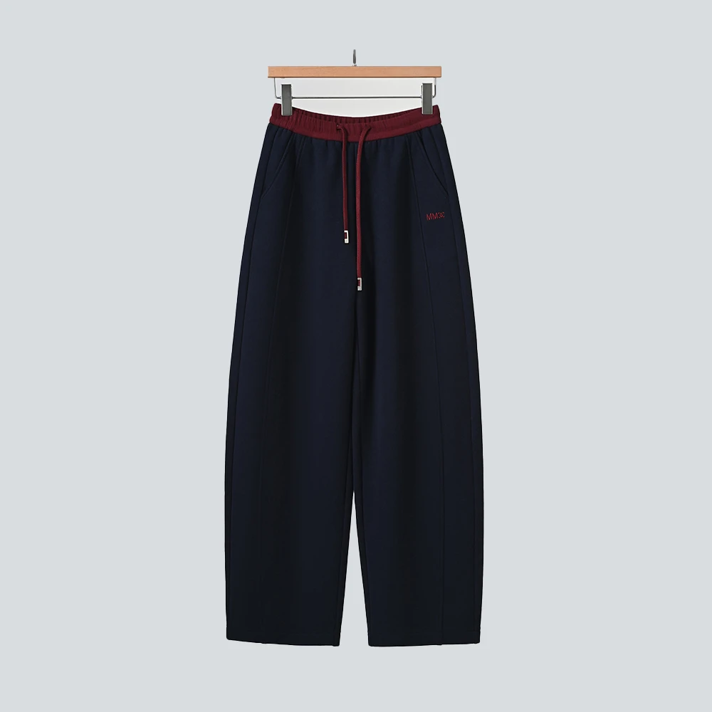 【小杨总专属】BONAS/宝娜斯秋冬新款羊毛蚕丝撞色腰头弯刀裤 82786