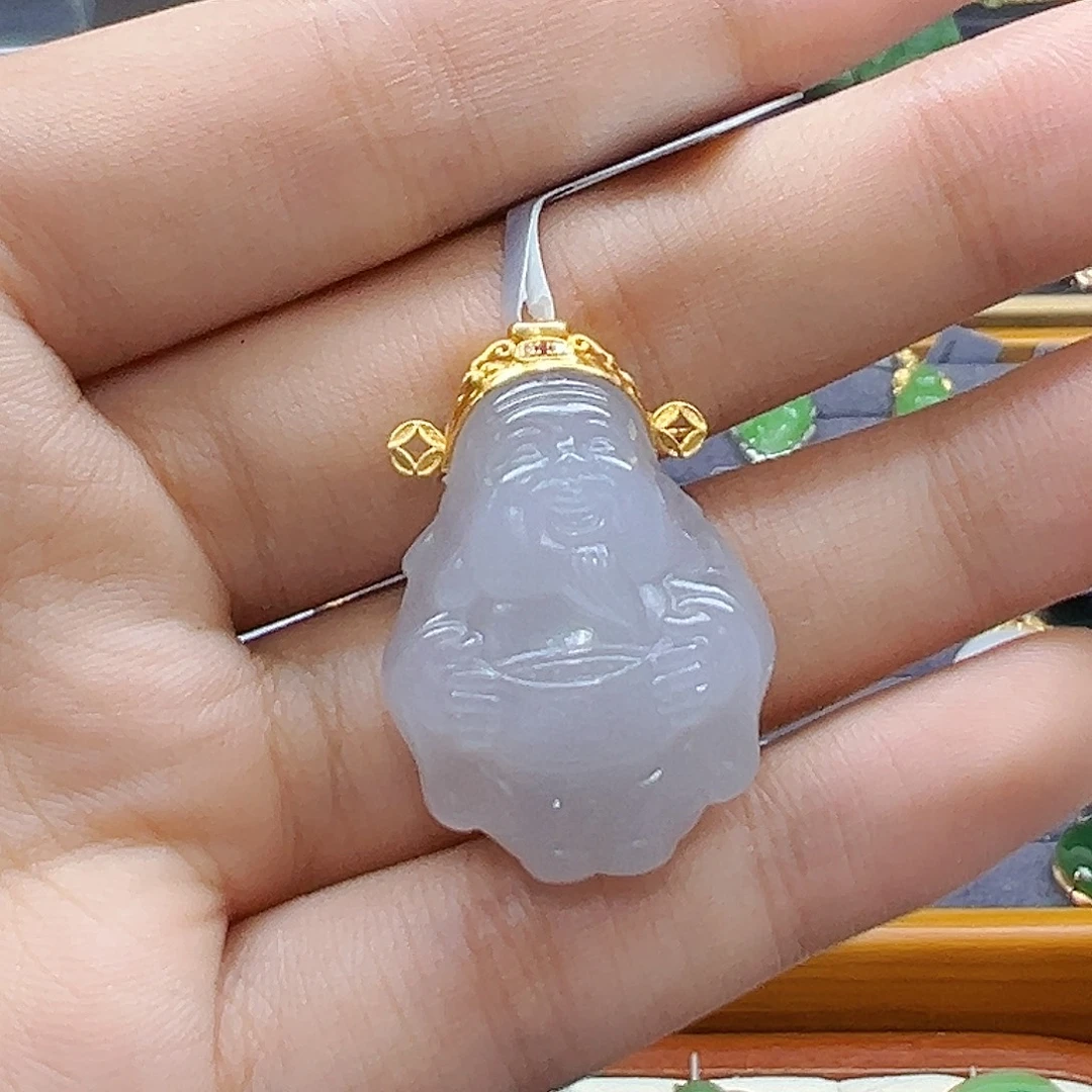 和田玉18K金镶嵌吊坠(赠链)