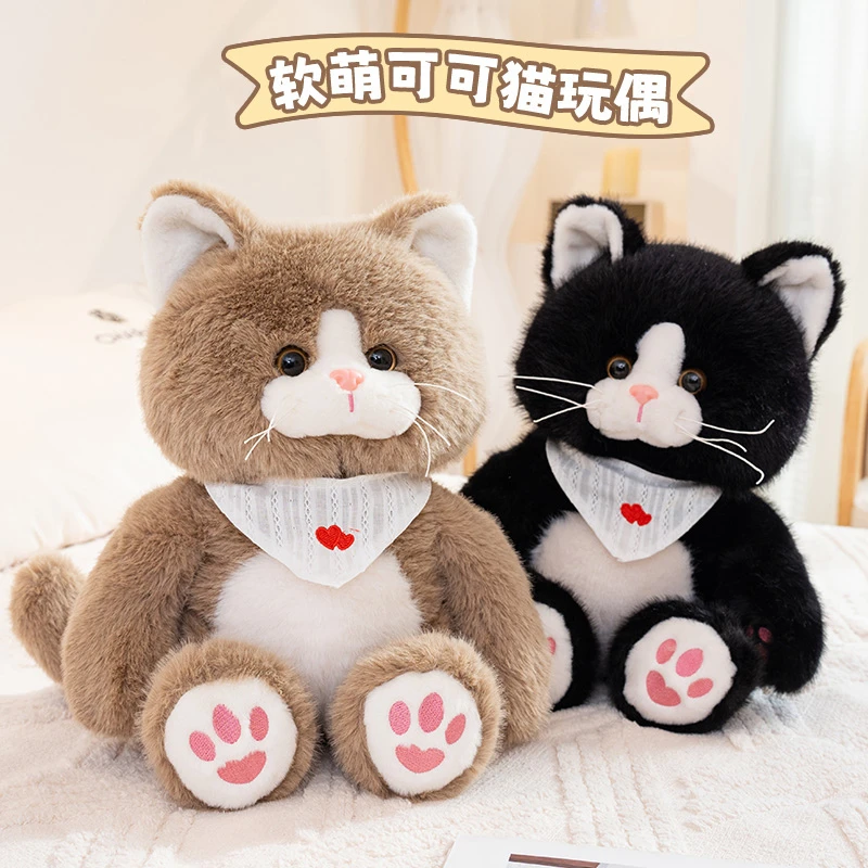 真猫咪毛绒玩具可爱玩偶抱枕生日礼物小猫公仔