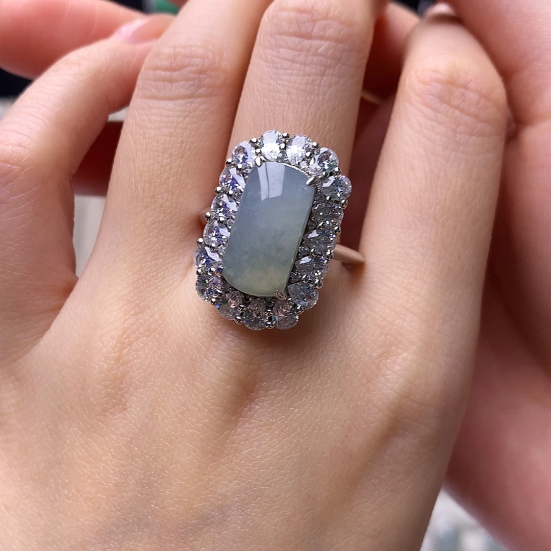 翡翠银S925镶嵌戒指45