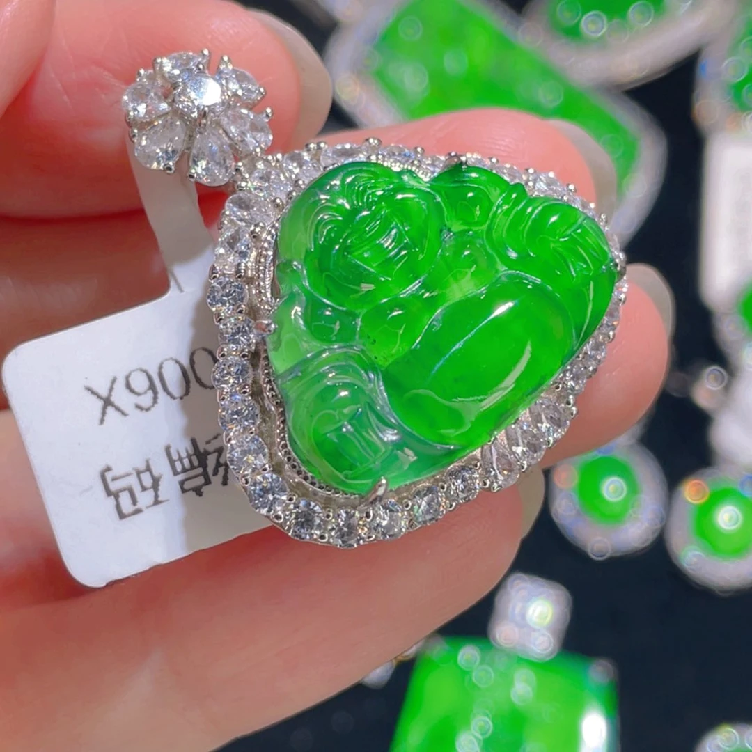 翡翠吊坠(不含链)银S925镶嵌