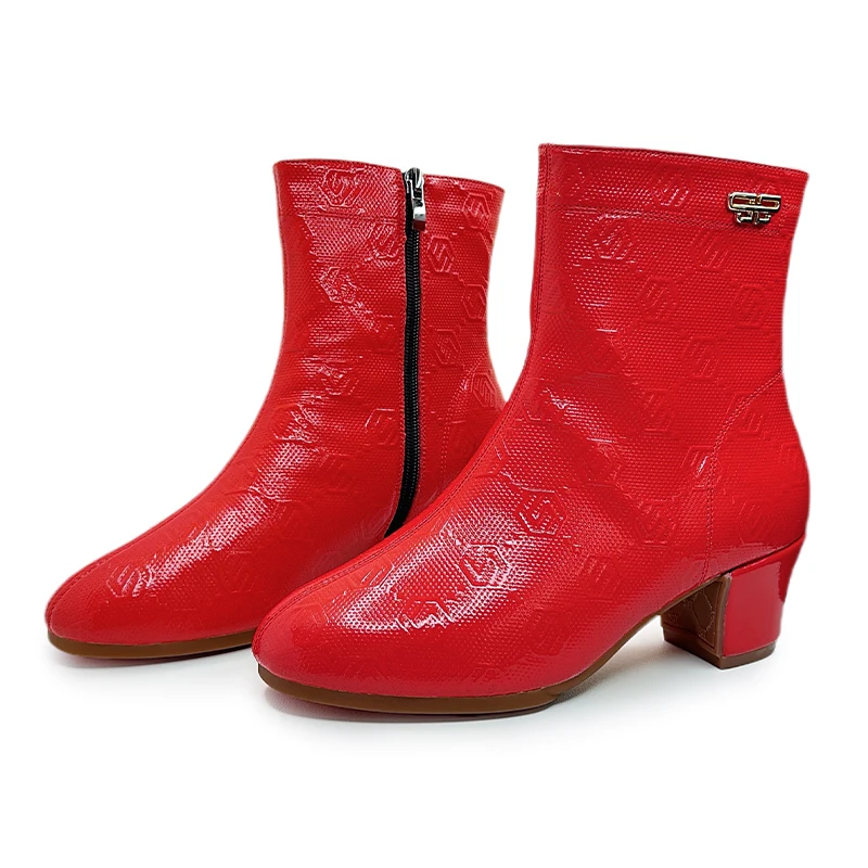 海云丹斯③3686牛皮印花时尚女士秋冬交谊舞广场舞鞋