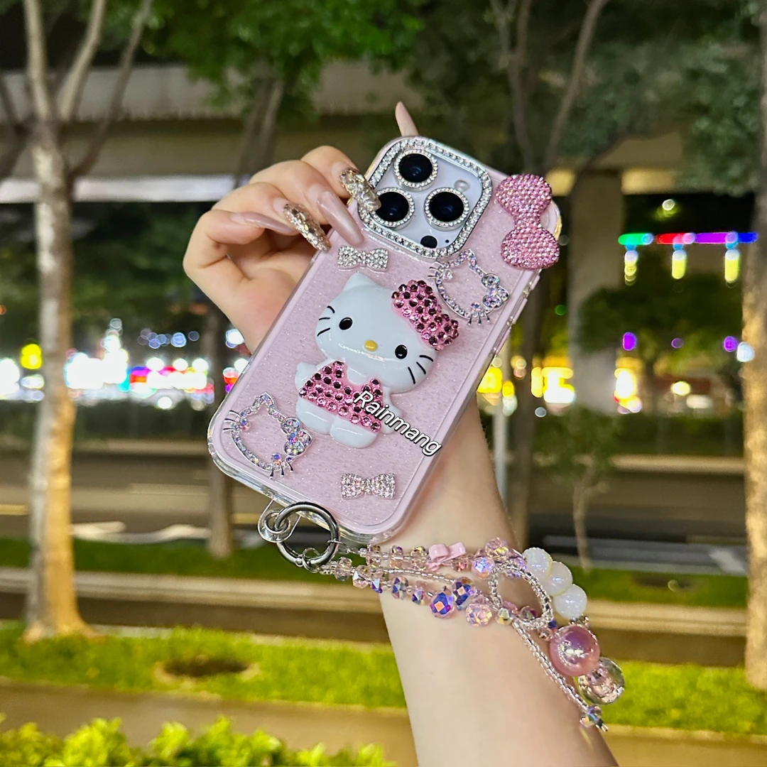 粉KT猫全包透明适用于iPhone17ProMax适用于苹果15手机壳14/13/16