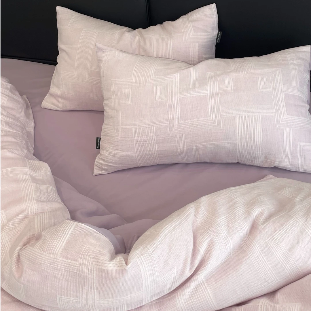 【墨溪】全棉加厚设计师浮雕提花套件 床单人字纹款