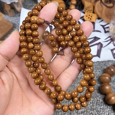 檀香木手串/手链老山檀香沙皮老料0.65/108沉水