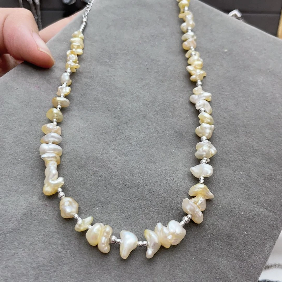 海水珍珠颈饰银S925镶嵌红*