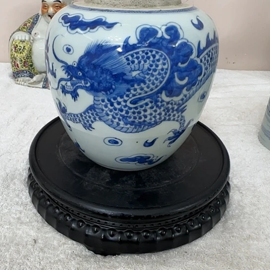 茶盏用****5手工绘画青花龙罐