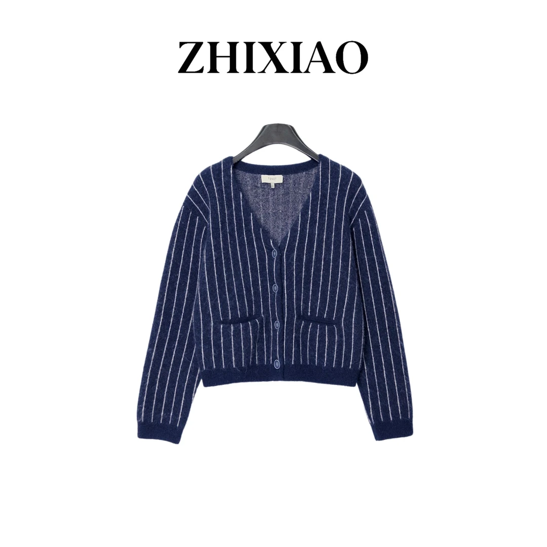 【ZHIXIAO】秋冬新款：条纹羊毛开衫39106