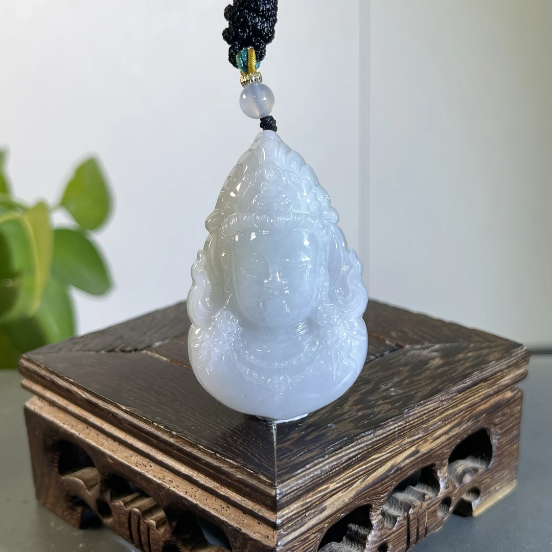 JYW04-53 天然缅甸A货翡翠 观音首