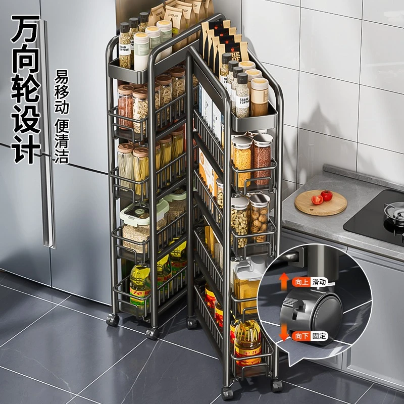 夹缝收纳架厨房冰箱侧面窄缝置物架收纳柜拉篮卫生间极书架置物架