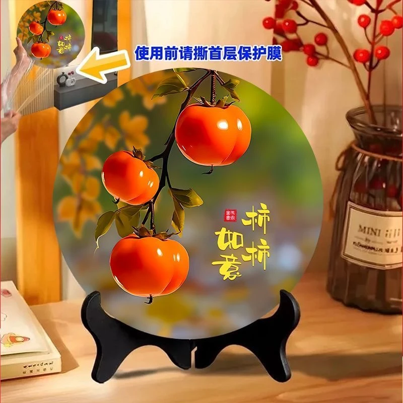 柿柿如意摆件家居装饰画相框办公室玄关客厅摆件酒柜乔迁礼物