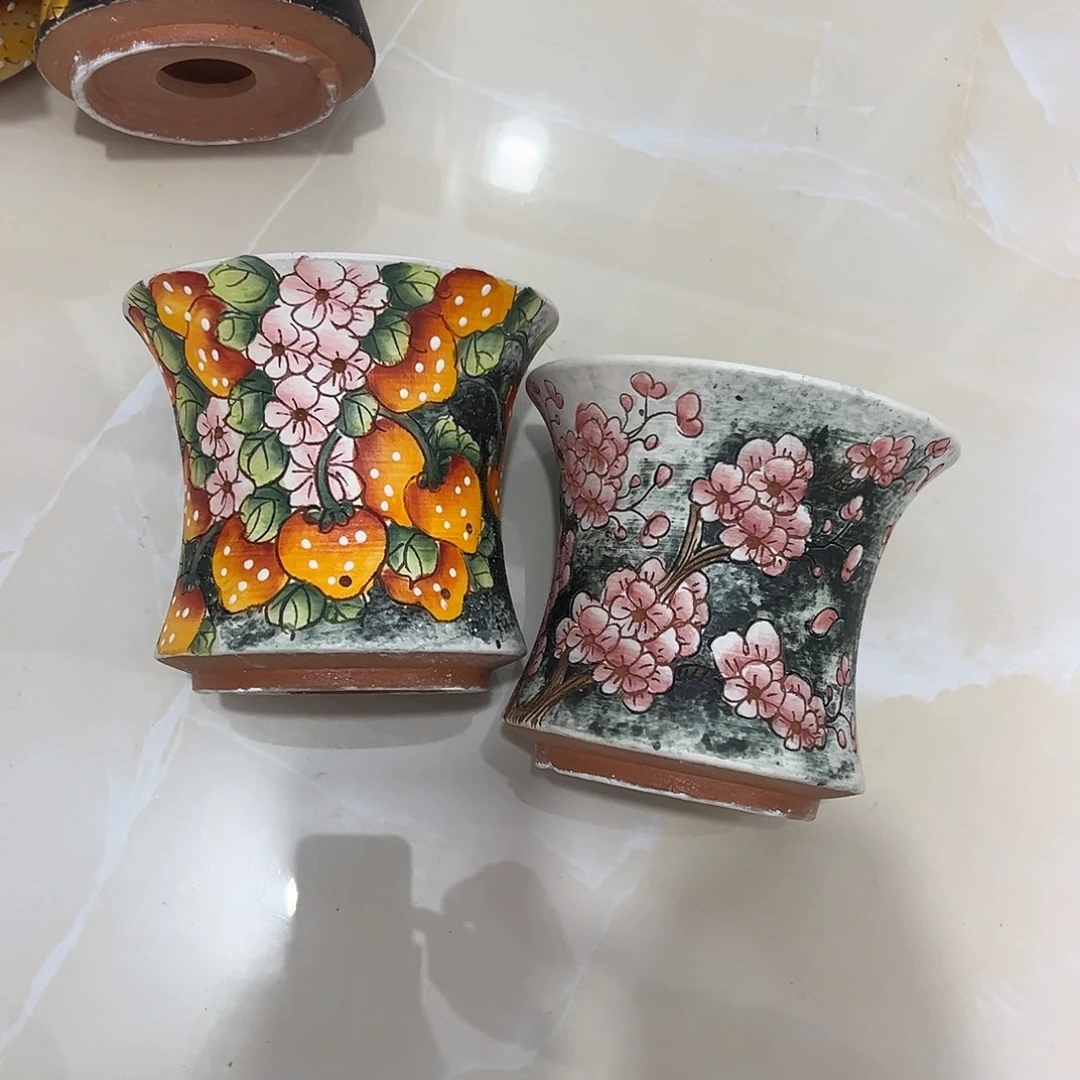 天***青景德镇炫彩手绘景德镇陶瓷花盆