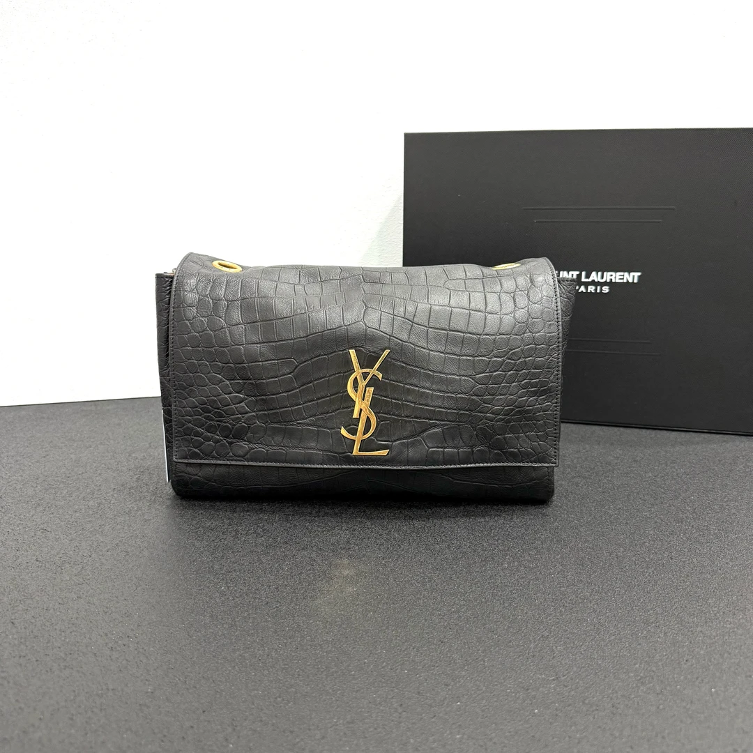 未使用 YSL/圣罗兰 壹所/双面kate 鳄压纹 中号 黑金 闲置 双12
