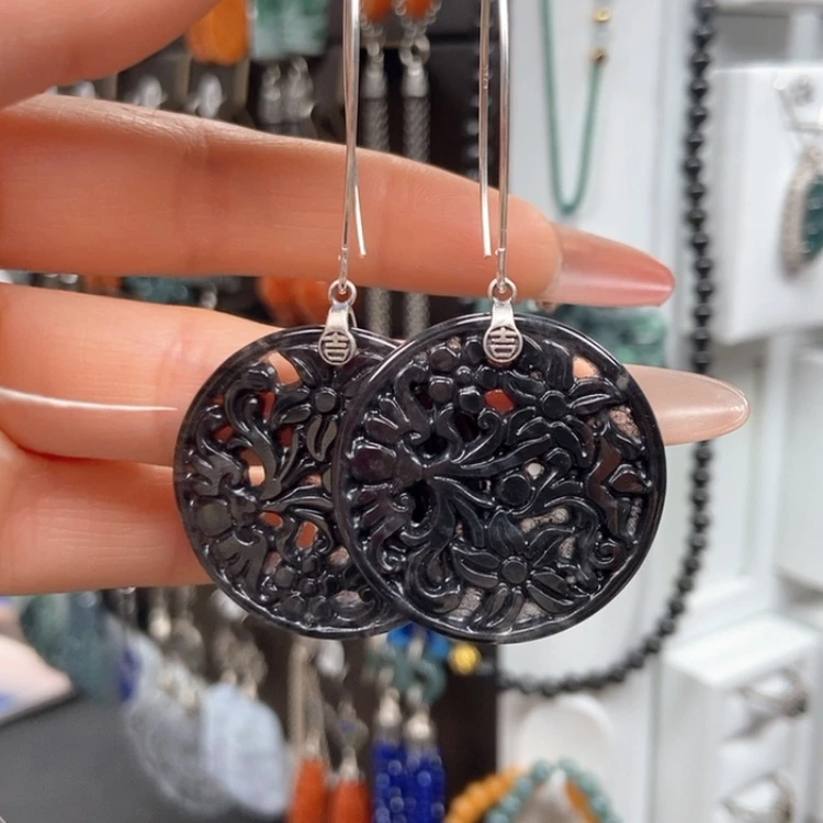 【闪购商品】翡翠耳饰银S925镶嵌耳饰