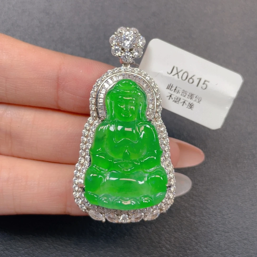 翡翠银S925镶嵌吊坠(不含链)