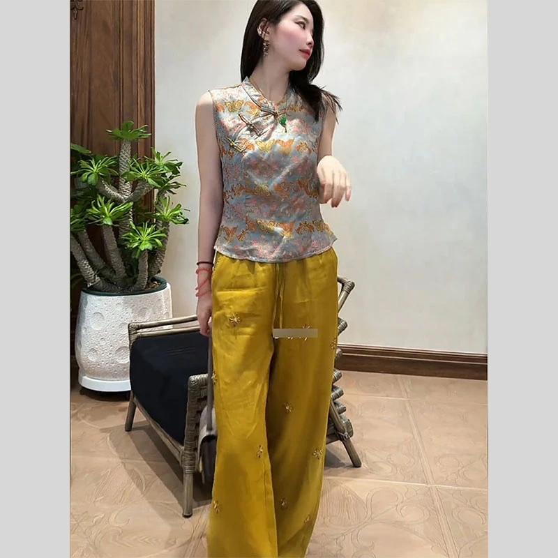 独特新中式国风年轻款盘扣改良唐装2026新款夏季上衣裤子两件套装