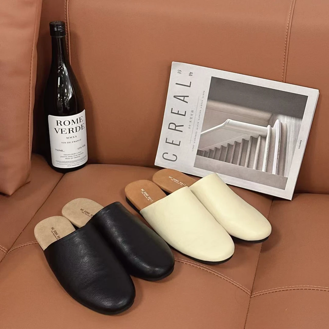 林北鼻-【牛皮纸拖】韩系极简风春夏可外穿包头拖鞋平底鞋