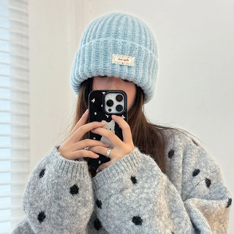 大头围宽松针织毛线帽子女韩版时尚显脸小秋冬新款保暖护耳冷帽男