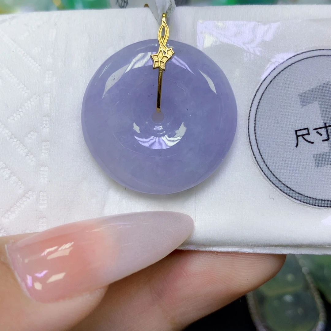 翡翠18K金镶嵌颈饰天然缅甸翡翠a货百元以上9元证书费自理