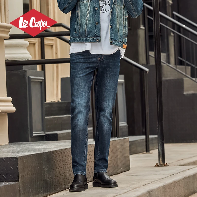 LEE COOPER户外旗舰店牛仔裤长裤中腰潮流弹力休闲直筒裤时尚百搭