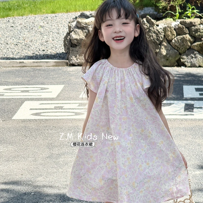 【樱花】2025夏季儿童单层棉布裙薄款碎花裙女童连衣裙B-58396