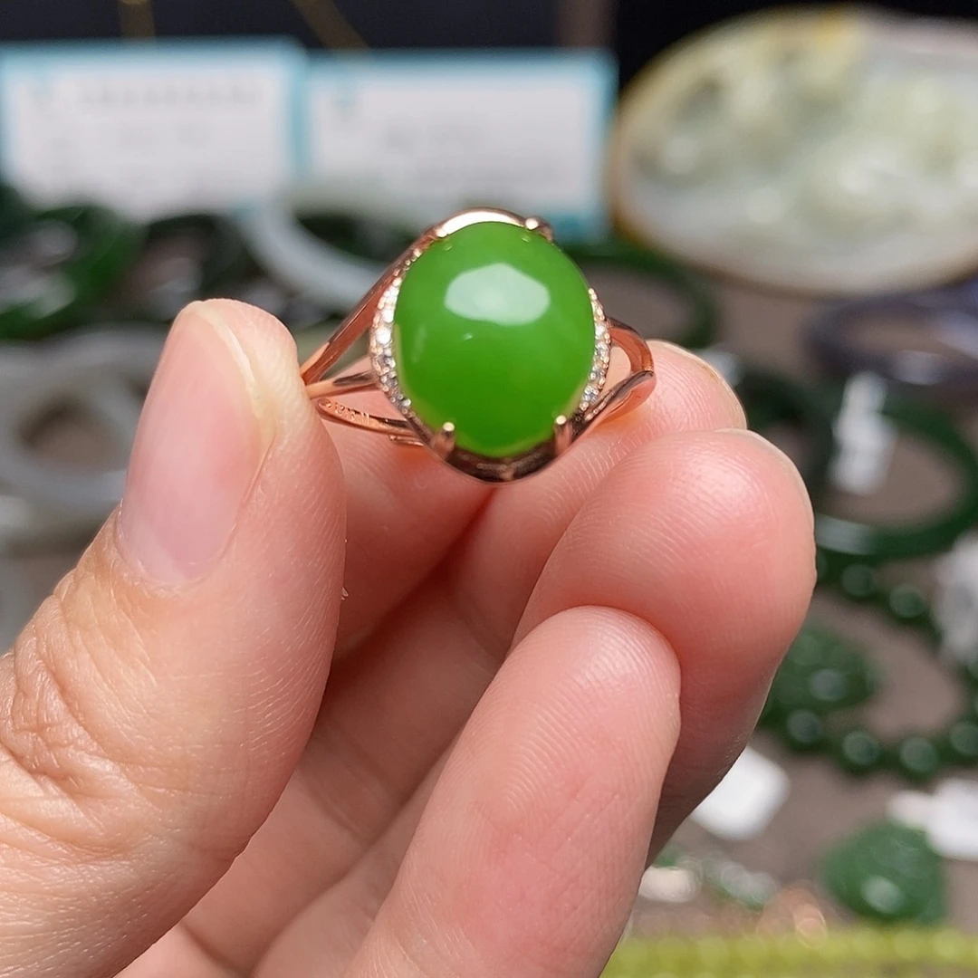 银S925镶嵌戒指和田玉