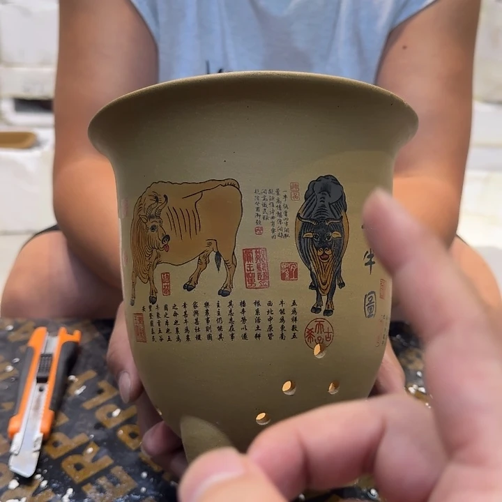 紫砂花盆口径19高度20