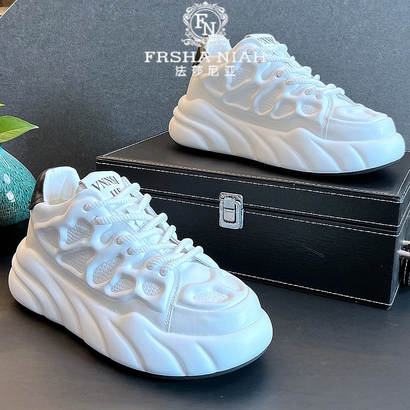 法莎尼亚时尚舒适板鞋男士运动休闲鞋潮流百搭小白鞋厚底增高男鞋