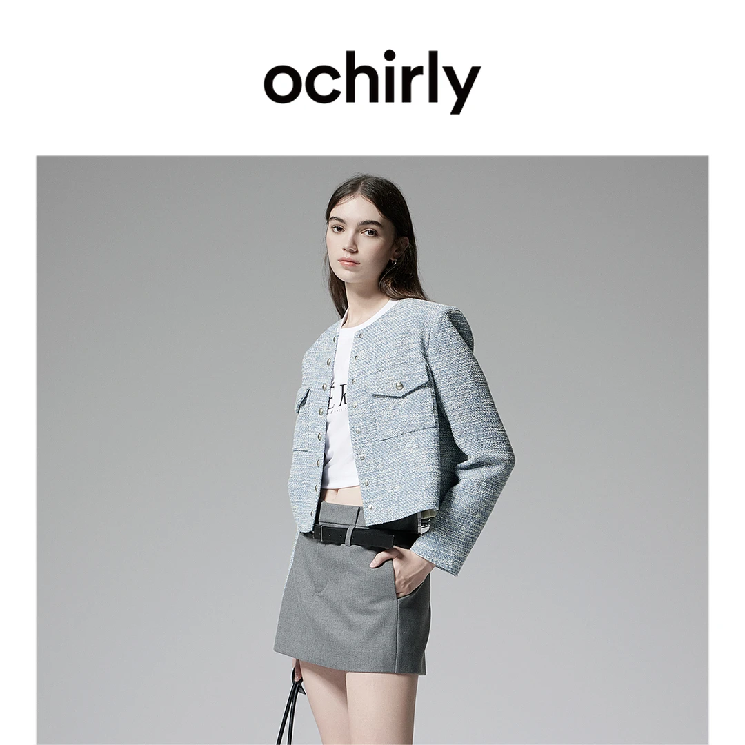 ochirly欧时力 小香风双色混织外套女法式箱型