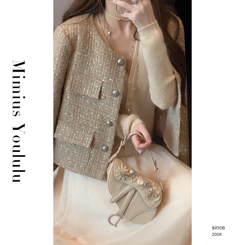 【mimius】喵喵 韩系千金风细闪粗花呢小香风外套 F09110