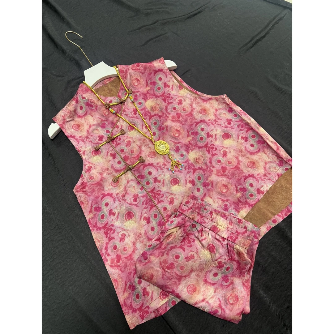 0272-常熟新中式夏季新款短裤无袖气质爆款套装