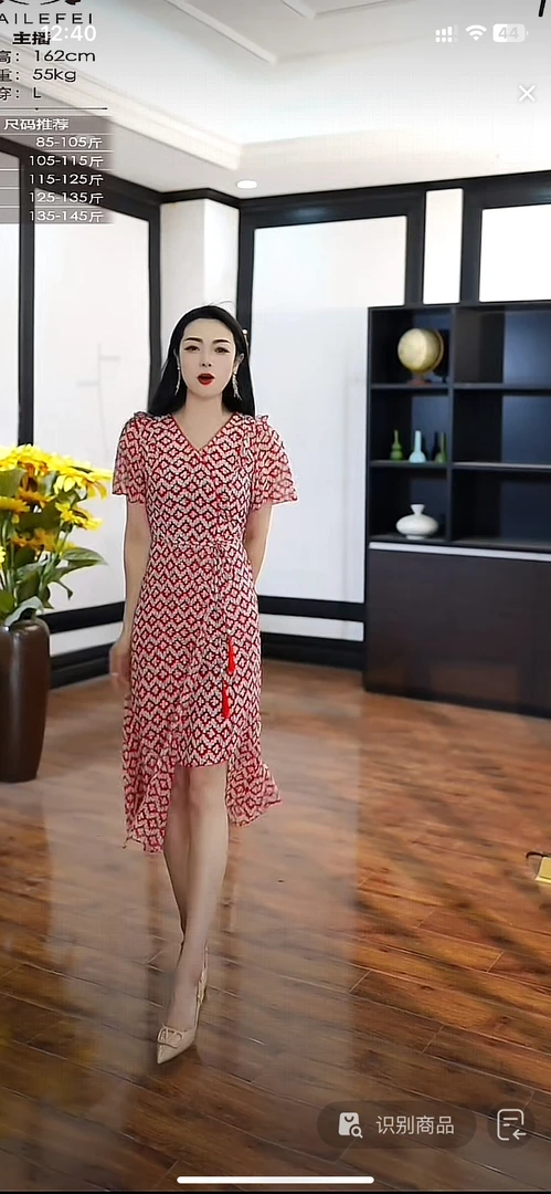 H713红色连衣裙连衣裙]无腰带款夏季纯色蕾丝女士时尚拼接裙子