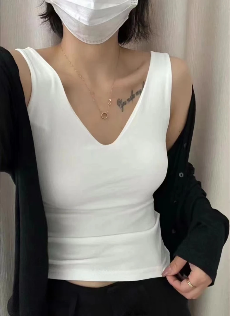 88801# V领磨毛背心