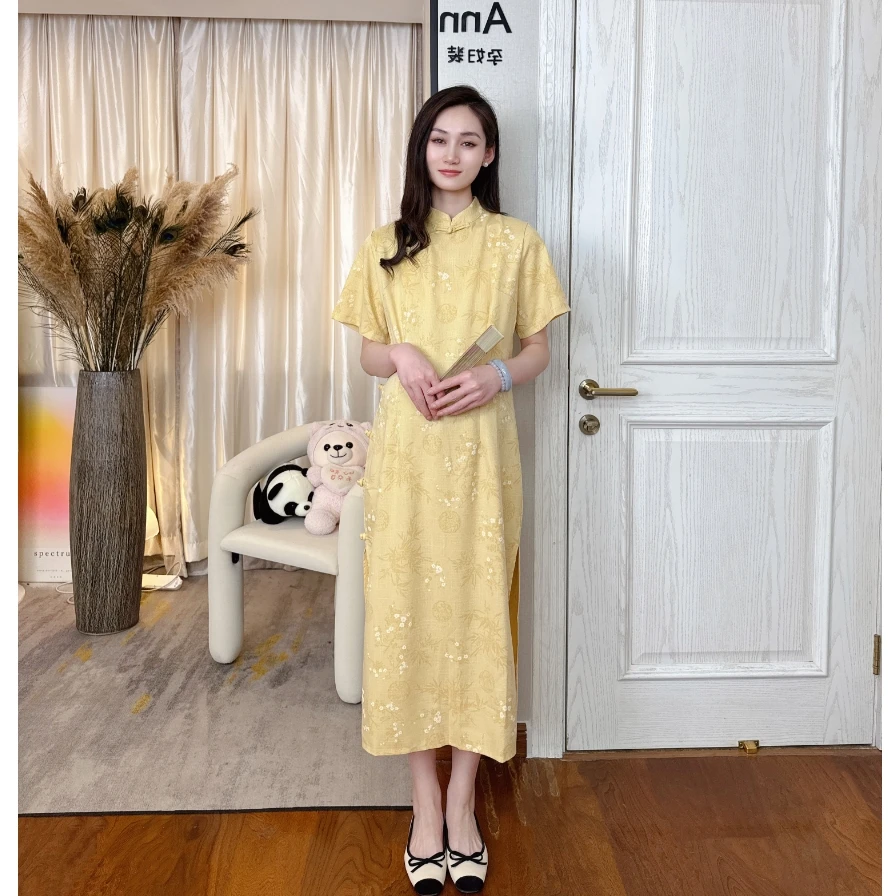 Ann&tens【珊瑚海】夏季改良国风重工3D印花刺绣孕妇旗袍连衣裙