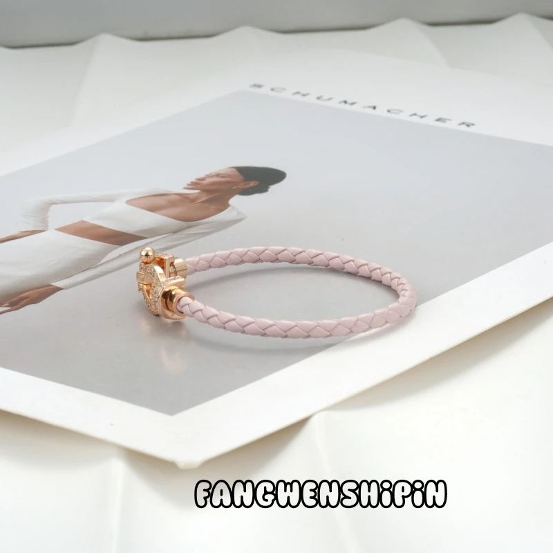 铜合金皮质手链 时尚百搭手链轻奢气质6909【18.5cm】