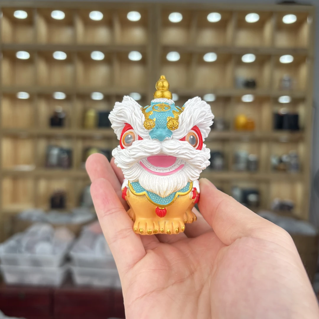 醒狮【蓝头】狮子 茶桌茶宠 可爱摆件 0545