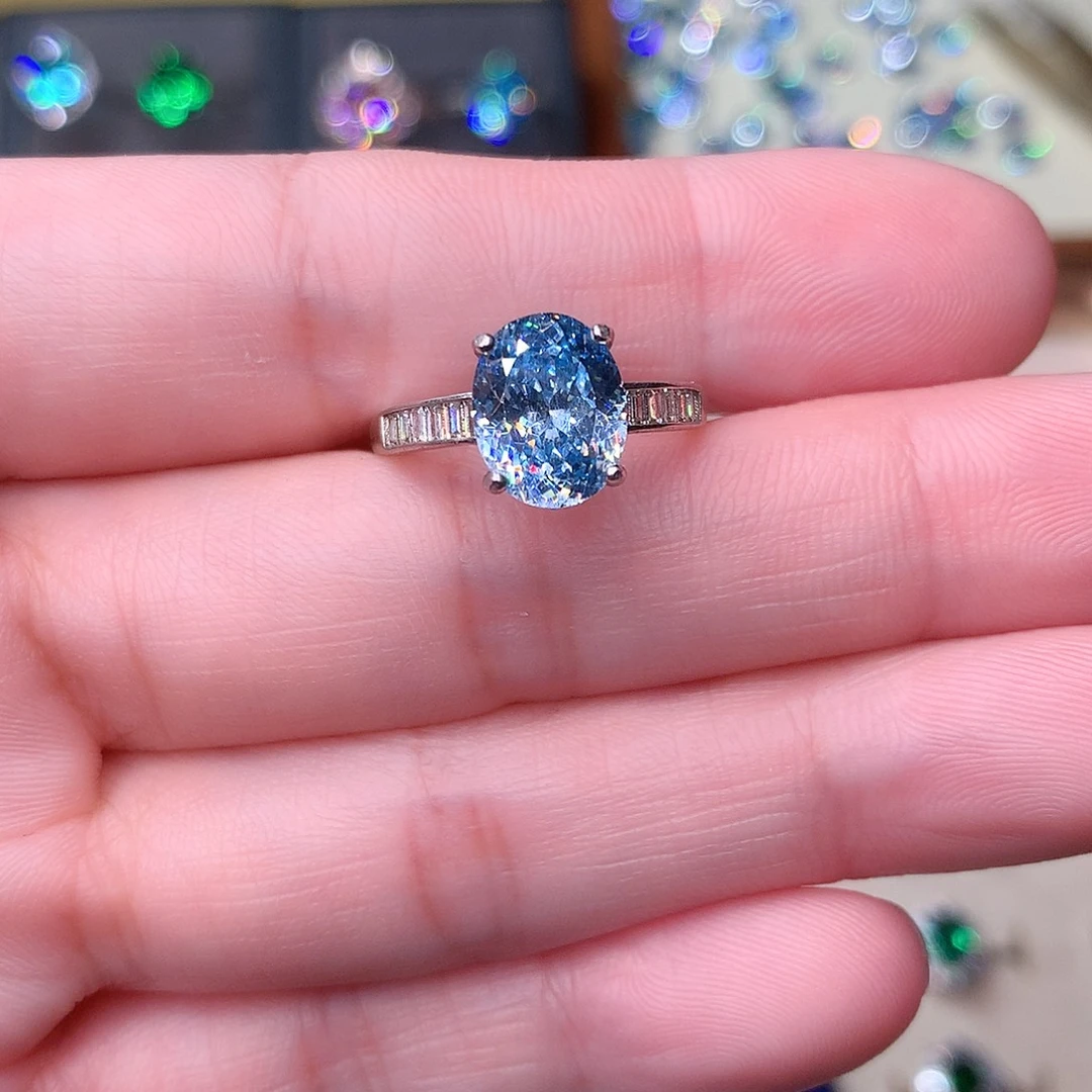 海蓝宝石戒圈银S925镶嵌