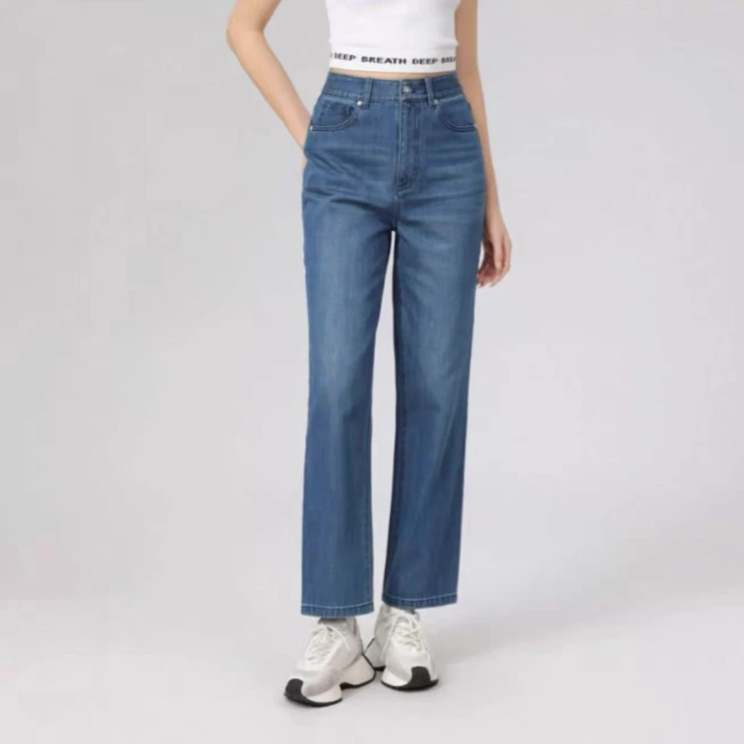 AMASS/阿玛施新款复古纯棉牛仔裤水洗复古直筒九分裤女装5100534