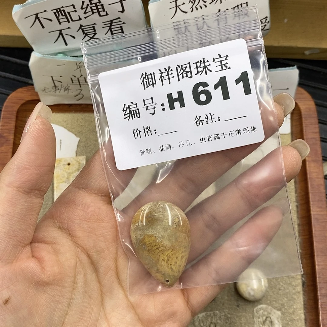 硅化珊瑚（珊瑚玉）未镶嵌颈饰白*子